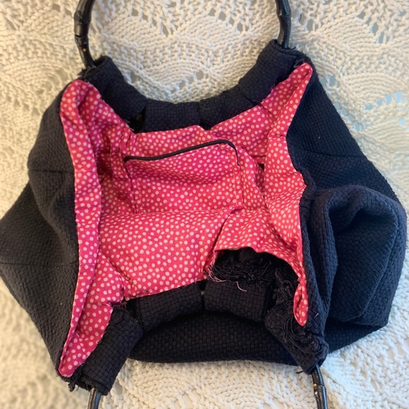 Black Bamboo Handle Handbag. - Picture 4 of 5